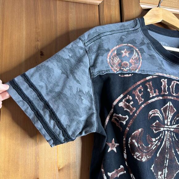 Affliction Mens Divio Vrnsh T-Shirt Large Black Live Fast Y2K Skull Grunge FLAW - Picture 4 of 7